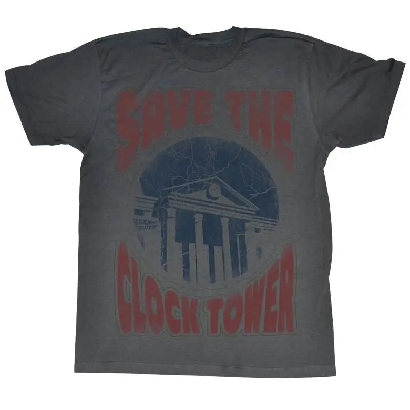 Back To The Future Save Clock Tower Graphite Adult T Shirt