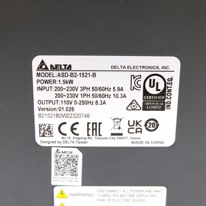العلامة التجارية الجديدة الأصلية ASDA-B2 سلسلة محرك سيرفو يعمل بالتيار المتردد ASD-B2-1521-B محرك 1.5KW