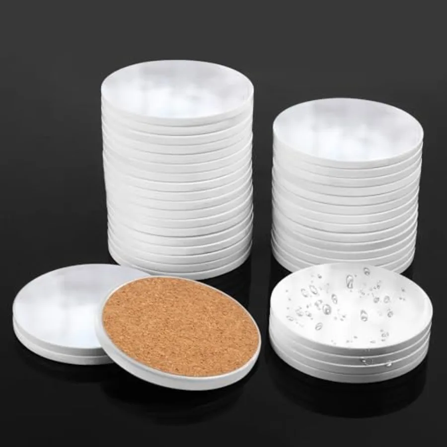 

pc " Sublimation Blank Ceramic Coasters Glazed Round with Cork Backg DIY Crafts White