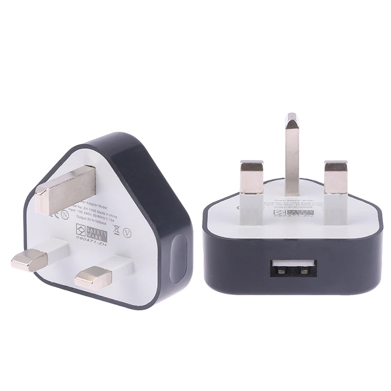 

Portable 3 Pin USB Charger UK Plug Wall Adapter With 1 Ports Travel Charging Device