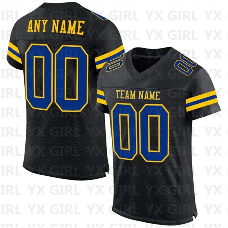 Personalizado Autêntico V-Neck Futebol Jersey, Black Teal, Old Gold Mesh, Nome da equipe e Número, T-shirt personalizado
