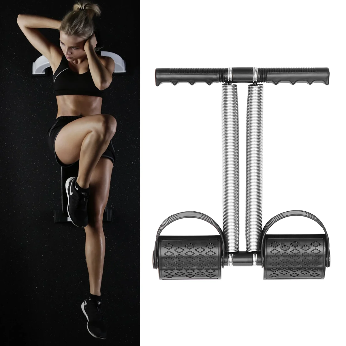 Fitness Pedal Portable Resistance Band for Home Outdoor Ergonomic Handles Double Spring Steel Design