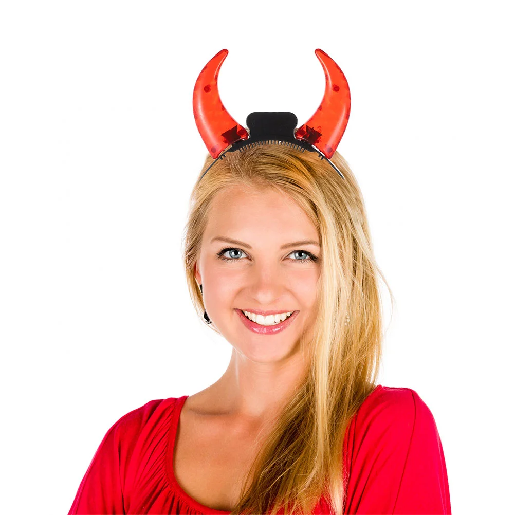 

Glowing Hair Band Demon Horn Headband Lighted Party Headdress Prop Electronic Component