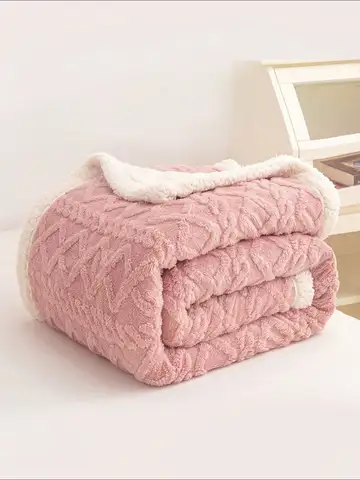 1pc Jacquard Sherpa Weighted Blanket 3KG for Adults,Good For SleepAll-Season Thickened Calming & Sleep Aid, Faux Rabbit Fur Soft