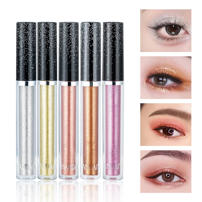 쉬머 및 메탈릭 글리터 아이 섀도우, 속건성 스파클링 아이 섀도우, 샴페인 다크 브라운 리퀴드 아이섀도우 메이크업 세트 