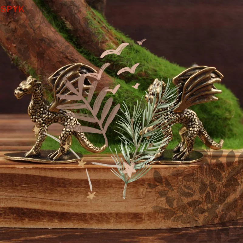 Pterosaur Brass Ornament Little Flying Dragon Statue Tea Pet: Desktop Small Figurine