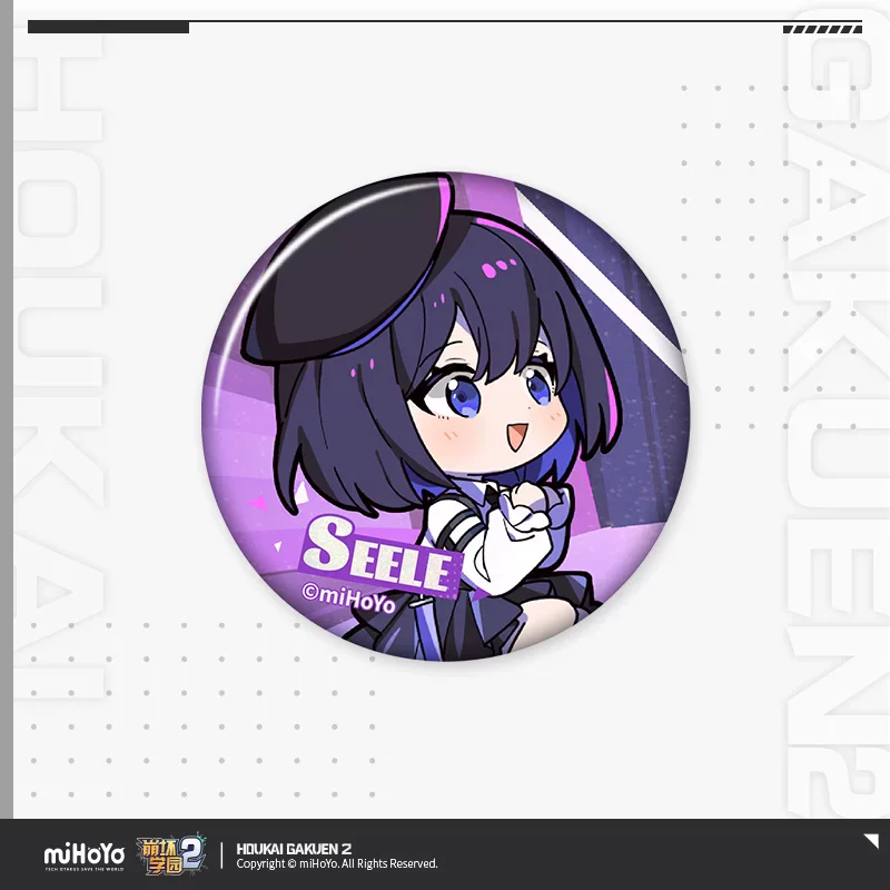 Official Houkai Gakuen 2 Cosplay Kiana Kaslana Raiden Mei Gaming Merchandise Cartoon Characters Tinplate badges