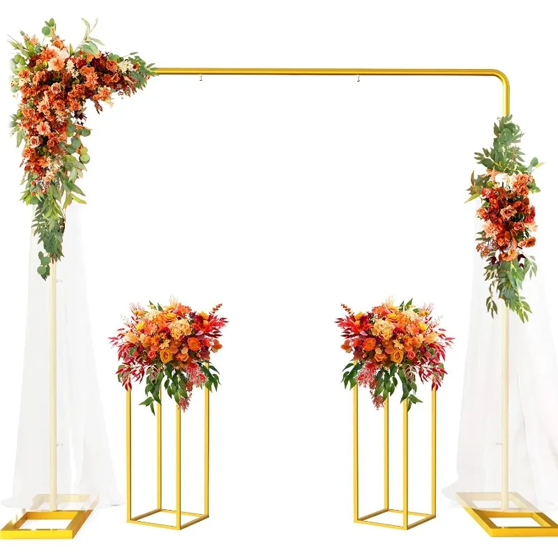 

Wedding Arch Backdrop Stand, 7.2FT x 7.2FT Wedding Arches for Ceremony,Balloon Arch Stand with Flower Stand for Wedding,Birthday