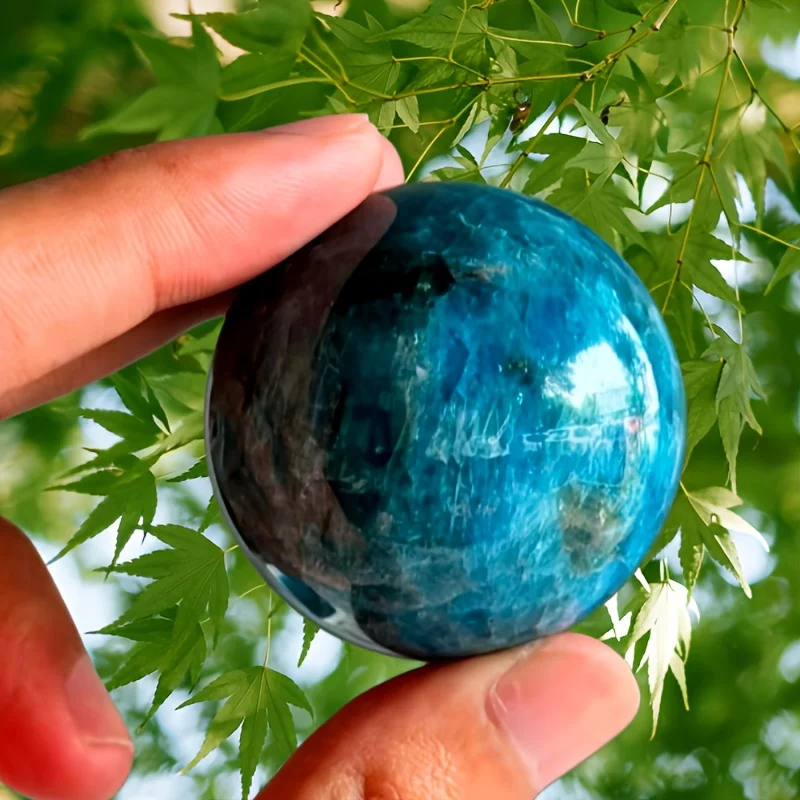 1pc Natural Blue Apatite Sphere with Iridescent Color for Home & Office Decor, Unique Holiday Gift for Christmas, Valentine's - view 6
