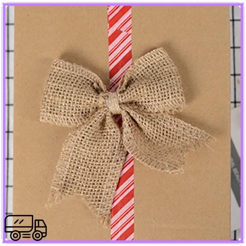 عالية الجودة 30 قطعة DIY التعبئة خمر الخيش الجوت الطبيعي هسه الانحناء الشريط الزفاف الديكور Mariage هدية صندوق التفاف Bowk #5