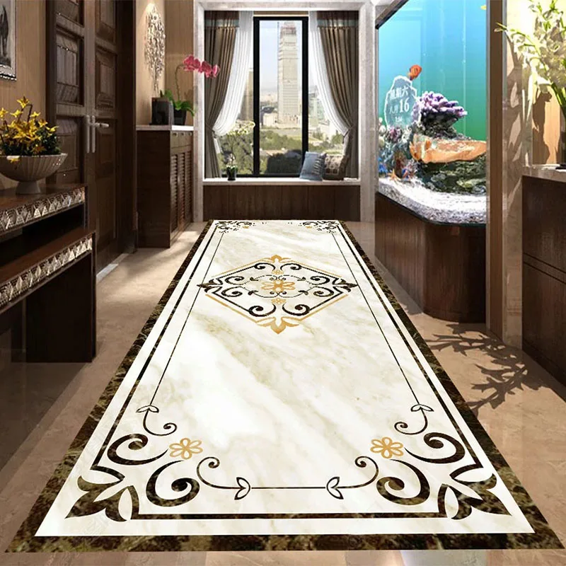 Chinese Style Custom 3D Floor Painting Mural Marble Wallpaper Living Room Hotel Corridor 3D Floor Tiles Waterproof Sticker