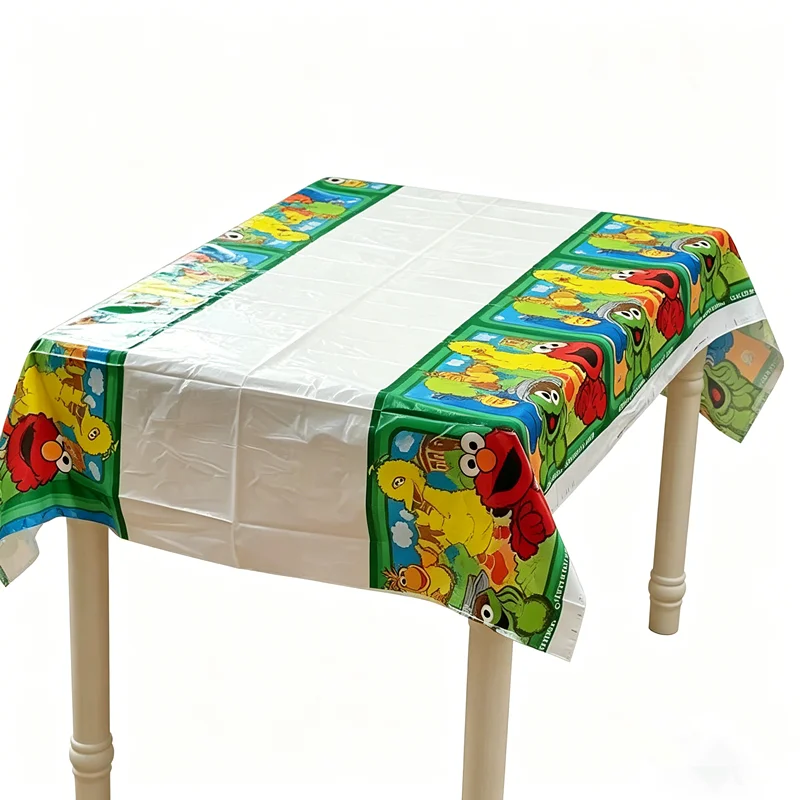Mantel de Plástico Desechable de Plaza Sésamo 108x180cm para Decoración de Fiestas de Cumpleaños Infantiles