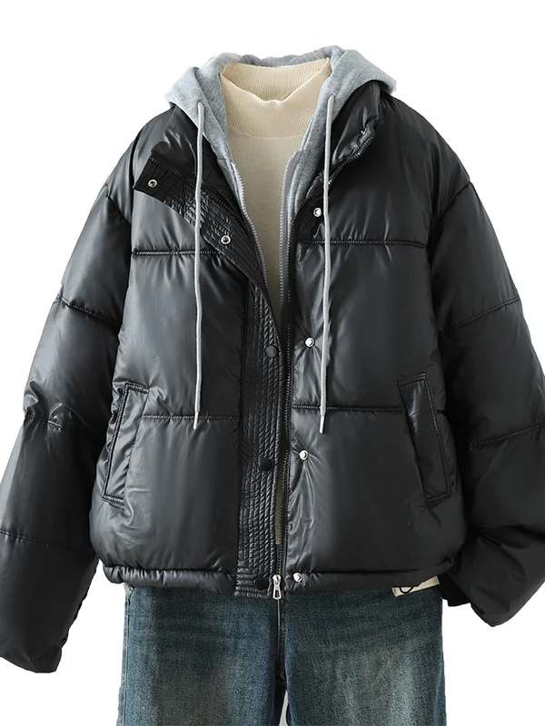 دافئ مقنعين بو الجلود القطن Jaet فضفاض عارضة Sle Thiened الشتاء وصول جديد من Meimei Da العلامة التجارية النسخة الكورية