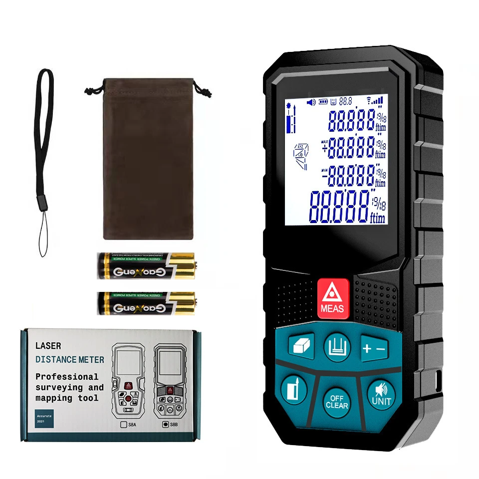Laser Measure 50/100/120M DECTEAM Laser Measure Digital Laser Distance Meter with LCD M/in/Ft Distance/Area/Volume Measurements