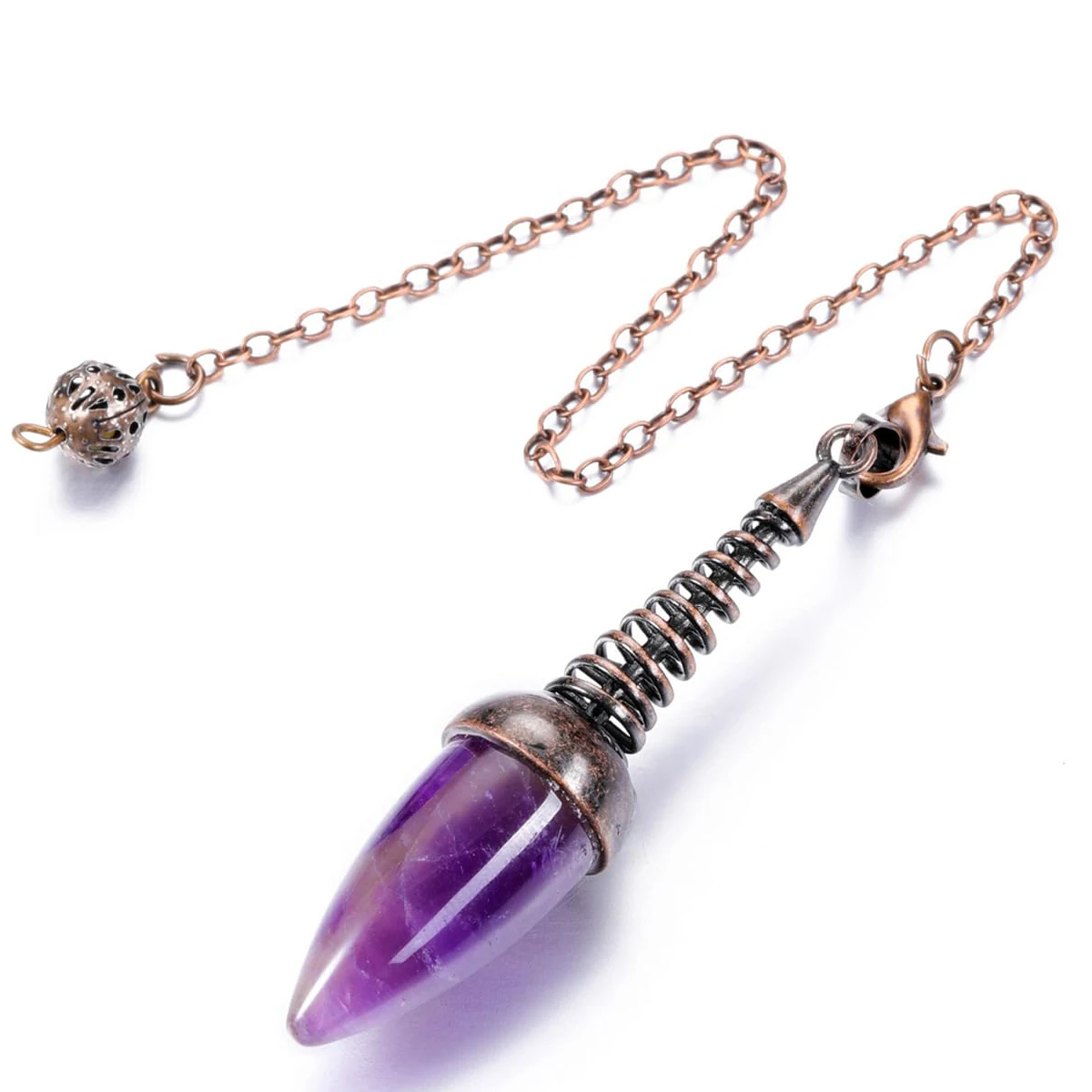 Spiritual Crystal Pendulum for Dowsing Divination Natural Stone Tiger eye Amethysts Obsidian Pendant Balancing Pendulums T021