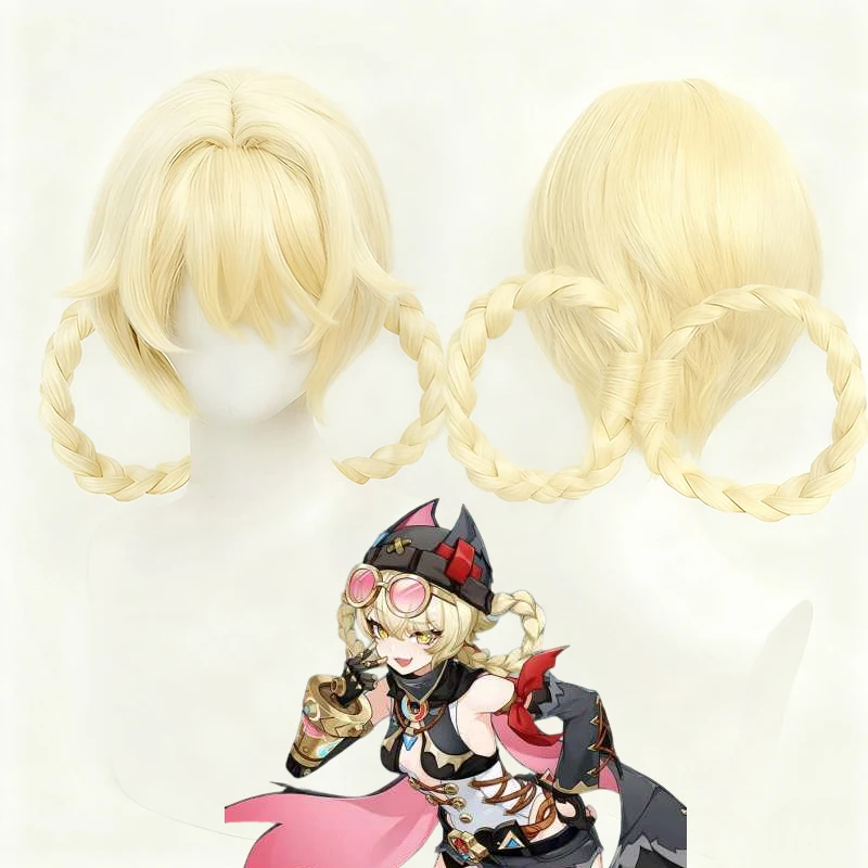Game Genshin Impact Jahoda Cosplay Wig Womem Lolita Golden Hair Heat Resistant Synthetic Wig Carnival Dress Up Prop