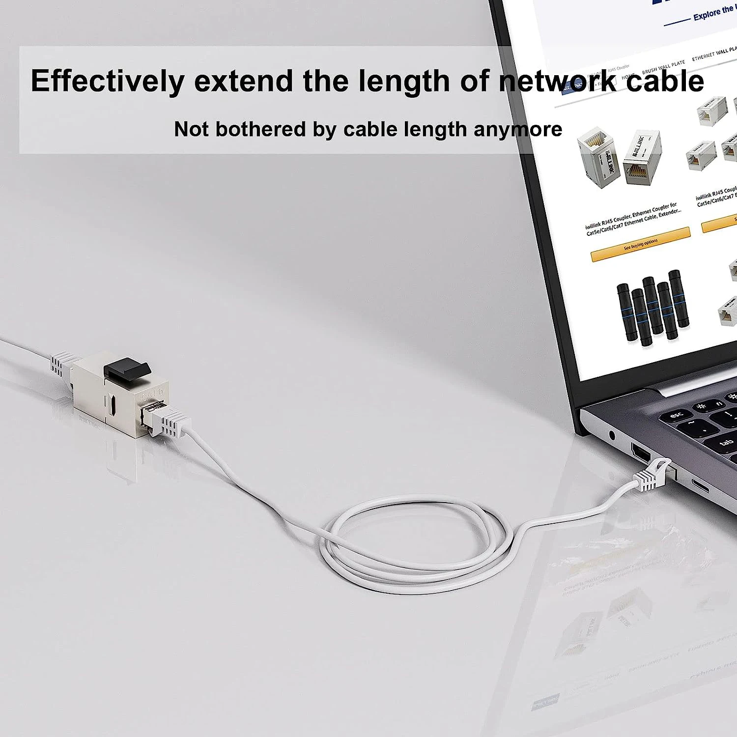 ZoeRax 2 Stück Cat7 Cat6a Cat6 Cat5e Keystone-Koppler, RJ45 Keystone-Buchse Inline-Koppler, geschirmter RJ45 8P8C bis zu 10 Gbit/s – Detail 5