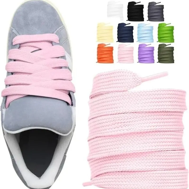 120CM Thick Flat Shoe Laces Solid Color Sturdy Durable Replacement Laces for Campus Sneakers