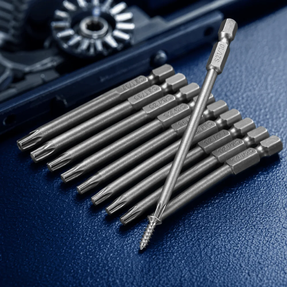 11pcs 100mm Length Screwdriver Bit Set 1/4 Inch Hex Shank S2 Alloy Steel Torx Security Bits Tamper Proof T6-T40