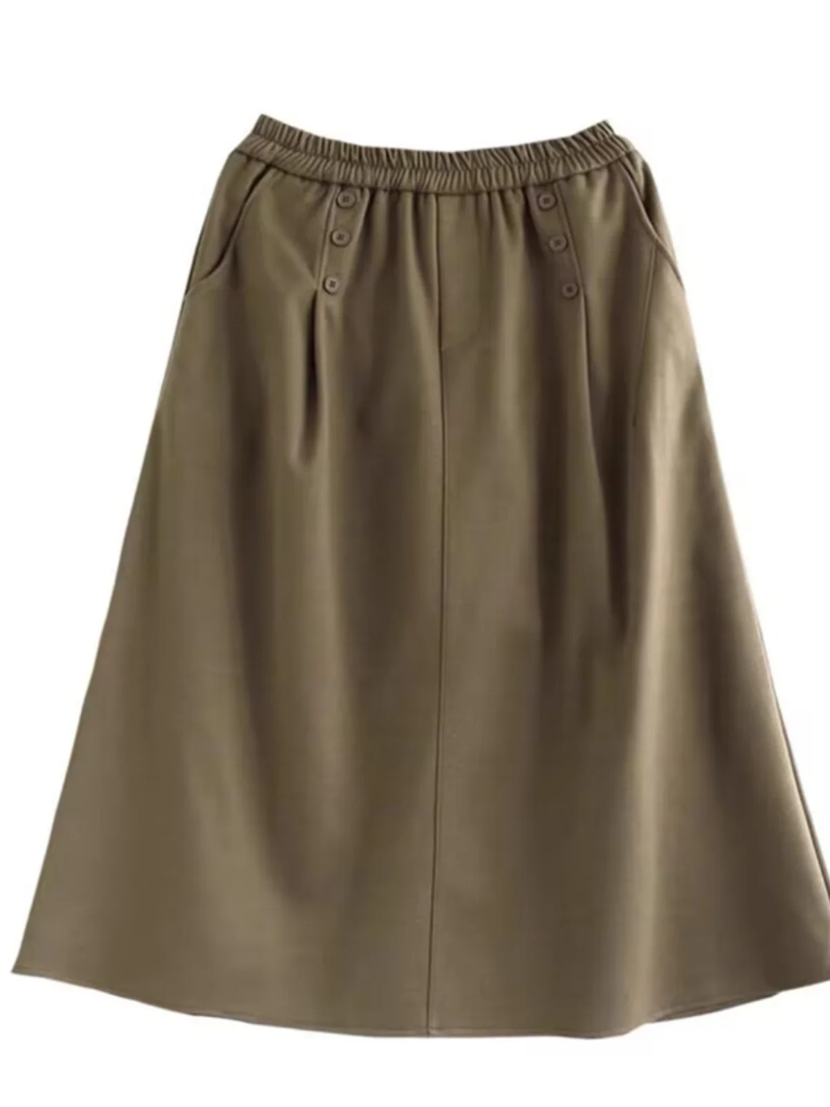 الرجعية الصوفية ألف خط ميدي تنورة المرأة الخريف الشتاء حجم كبير إخفاء الورك التخسيس عادية واسعة هيم تنورة عالية الخصر #5