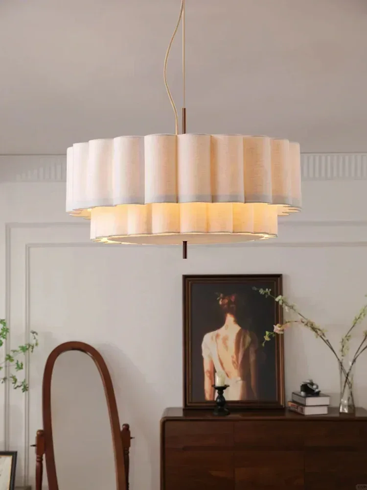 

Modern Retro Wabi Sabi Fabric Led Chandelier Living Dining Bedroom B&B Bar Decoration Home Pendant Light Indoor Lighting Fixture