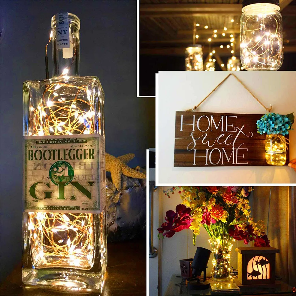 200 متر 2000 المصابيح الجنية سلسلة أضواء الفضة سلك في للشجرة في الهواء الطلق عيد الميلاد عطلة الزفاف حديقة غرفة الديكور