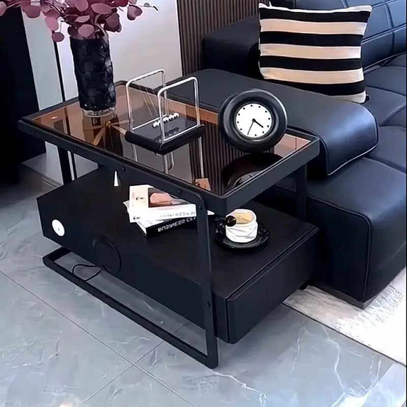 

Italian minimalist sofa side cabinet side few living room glass side