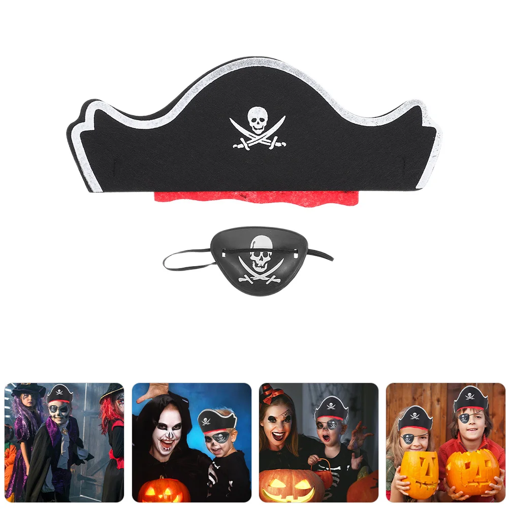 ชุดคอสตูมโจรสลัดฮาโลวีน 6 ชิ้น หมวกโจรสลัด ผ้าปิดตา ชุดแต่งกายปาร์ตี้ สำหรับเด็ก คอสเพลย์ หมวกคลาสสิก