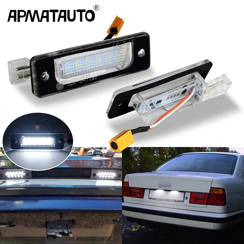 

2pcs For BMW E34 520 525 530 535 540 M5 1988-1996 E32 1986-1994 Car Rear White LED License Plate Light Number Lamp Accessories