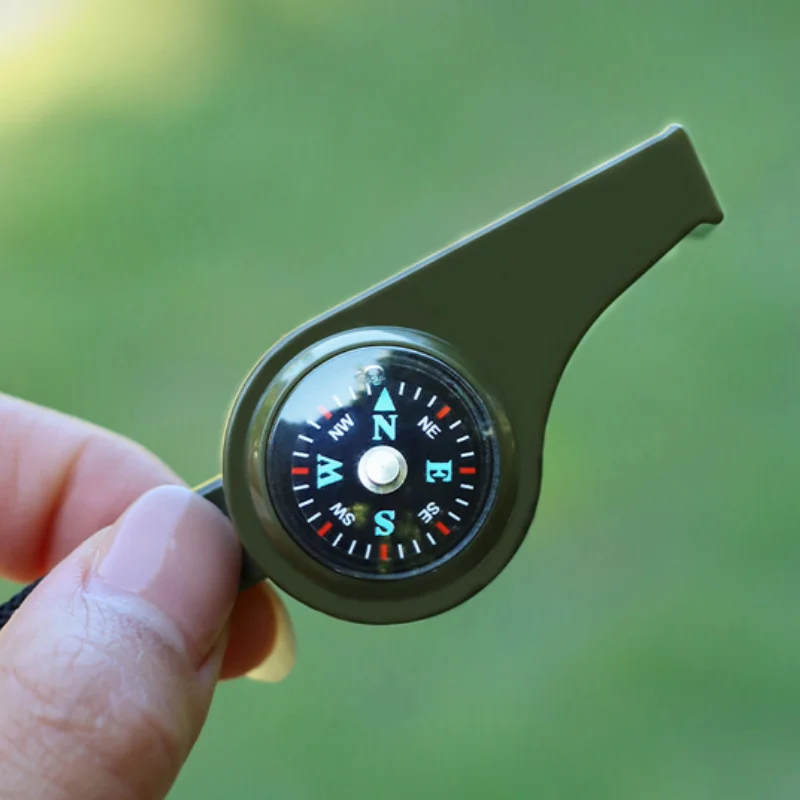 3 in 1 Emergency Survival Whistle Compass Thermometer Referee Cheerleading Whistle Sporting Goods Camping Hiking Outdoor Tools