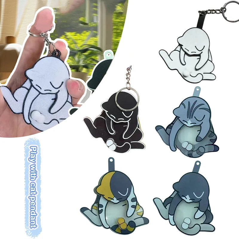 

Creative La Bomb Cat Egg Keychain Bag Pendant Cute Funny Rotatable Acrylic Ladies Keychain Wallet Accessory Decoration