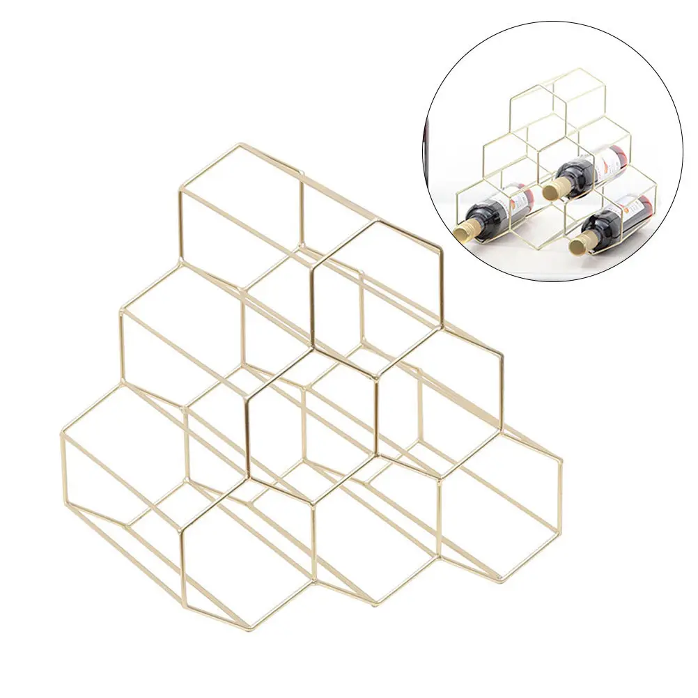 6-Bottle Vintage Wire Wine Rack Modern Steel Wire Wine Bottle Holder for Kitchen Counter Table Display Storage Home Decor