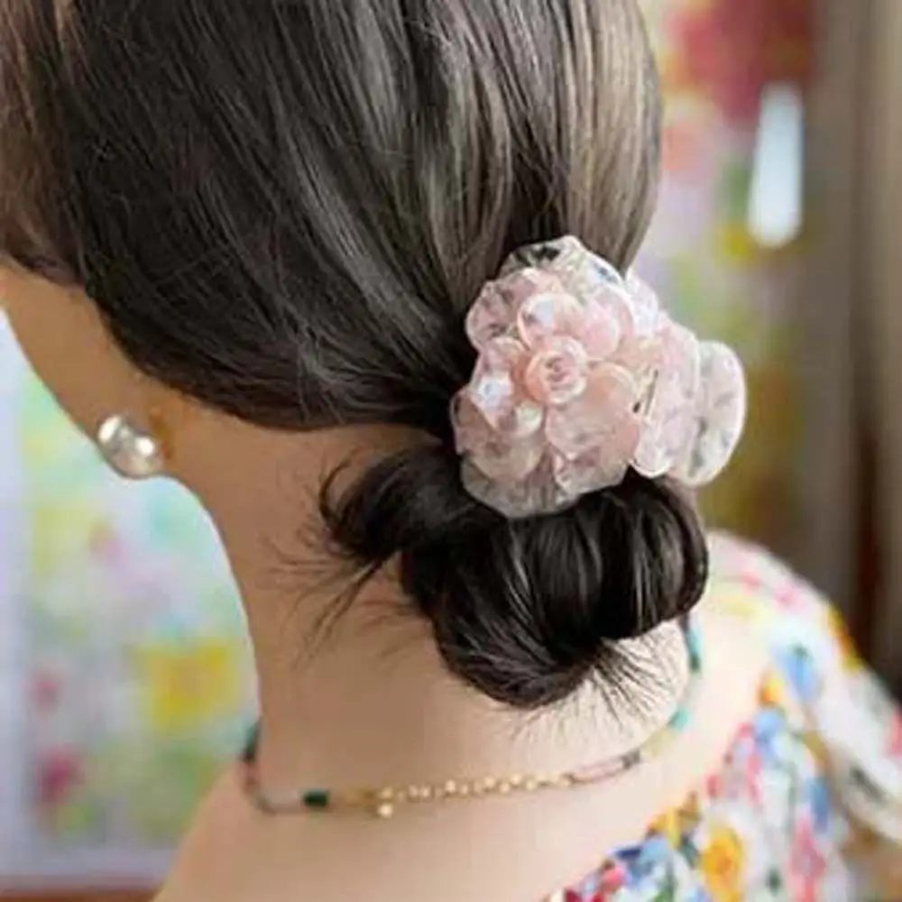 

Elegant Camellia Hair Claw Korean Style Gradient Color Flower Shark Clip Creative Acrylic Acetic Acid Hair Claw Friends