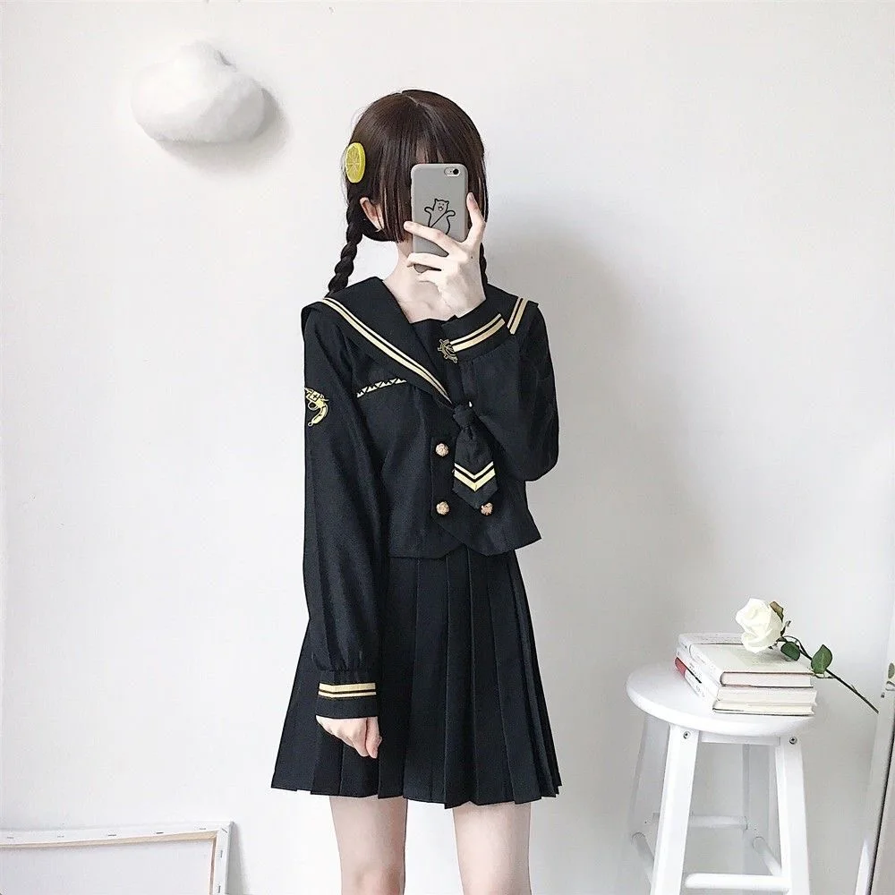 Japanese School Uniforms Student Plus Size S-5xl Student Girls Costume Cute Women Sexy  JK Suit Sailor Blouse Pleated Skirt Set