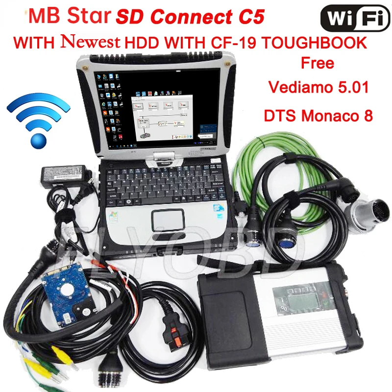 MB Star C5 Diagnostic Tool Software 06/2023 SSD installed well in CF19 Toughbook Ready to work MB vahicle 12V/24V program tester