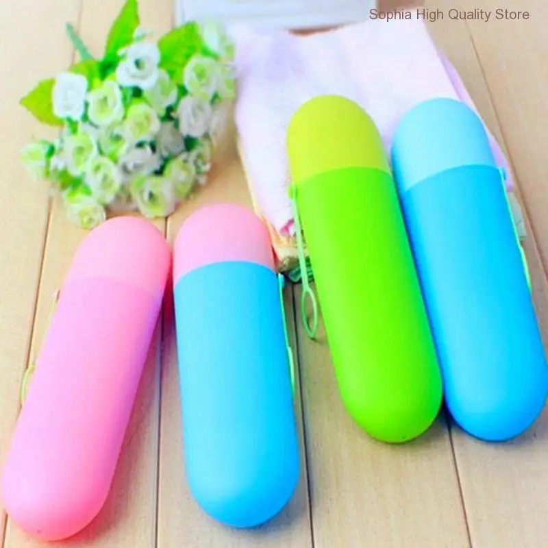 

1PC Portable Travel ToothBrush Storage Box Holder Camping Travel Hiking Cups Colorful Toothbrush Case Cover Household Organizer