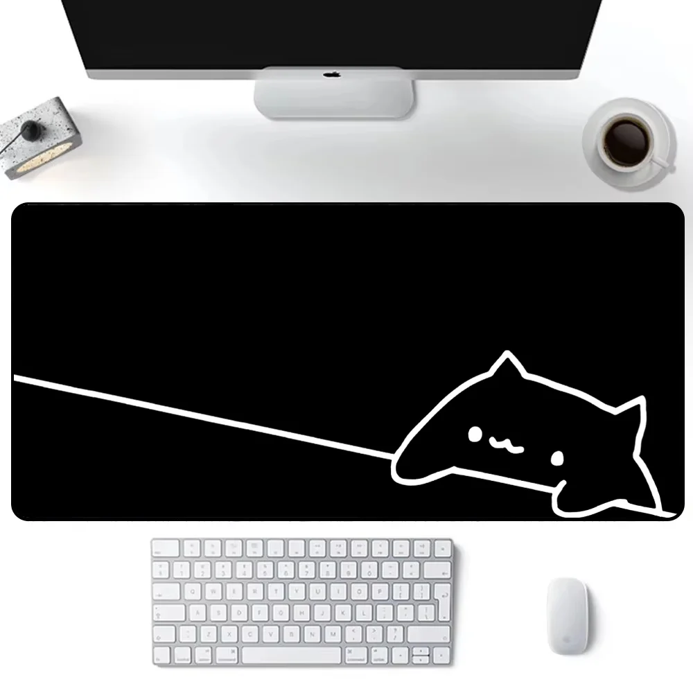 Game mouse pad Black cute cat mousepad black ghost face gamer desk pad mouse mat carpet accessories table pad for gaming office