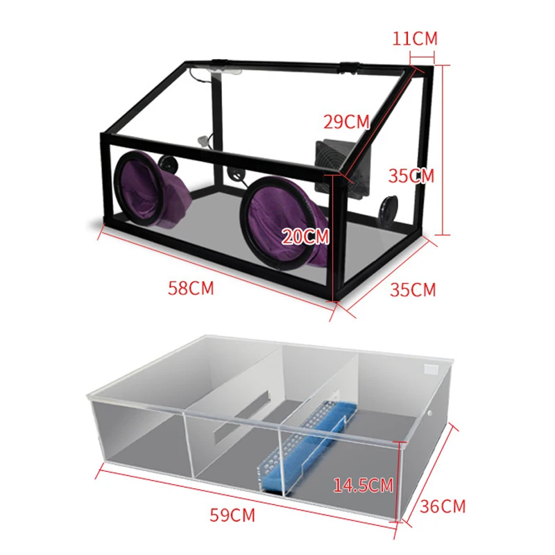 Transparent acrylic dust-proof work box Water circulation base Comes with dust-collecting fan Polishing machine work box