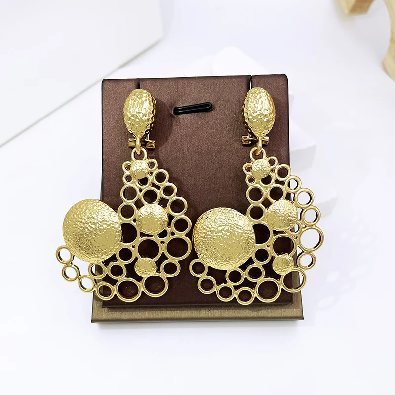 Earrings For Women Gold Color Big Drop Earrings 18K Gold Plated Fashion Jewelry Wedding Accessories Trending Free Shipping