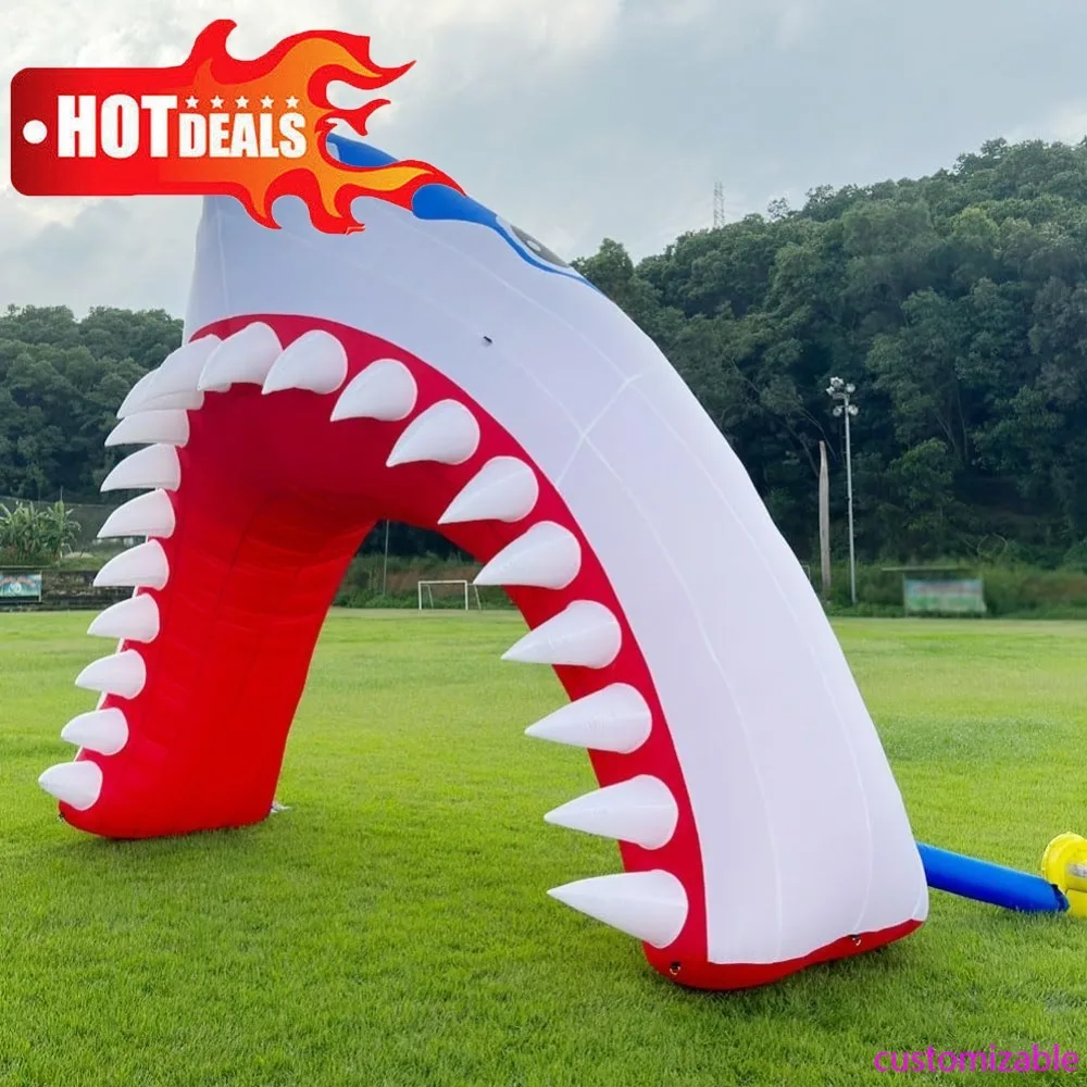

Fashion-Inflatable Shark Mouth Arch Inflatable Shark Archway Entrance 13ftx13ft With Blower