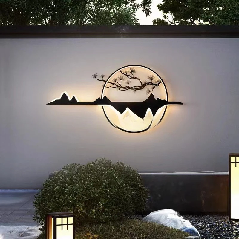 Villa courtyard Chinese garden garden landscaping lamp shadow wall decorative wall lamp