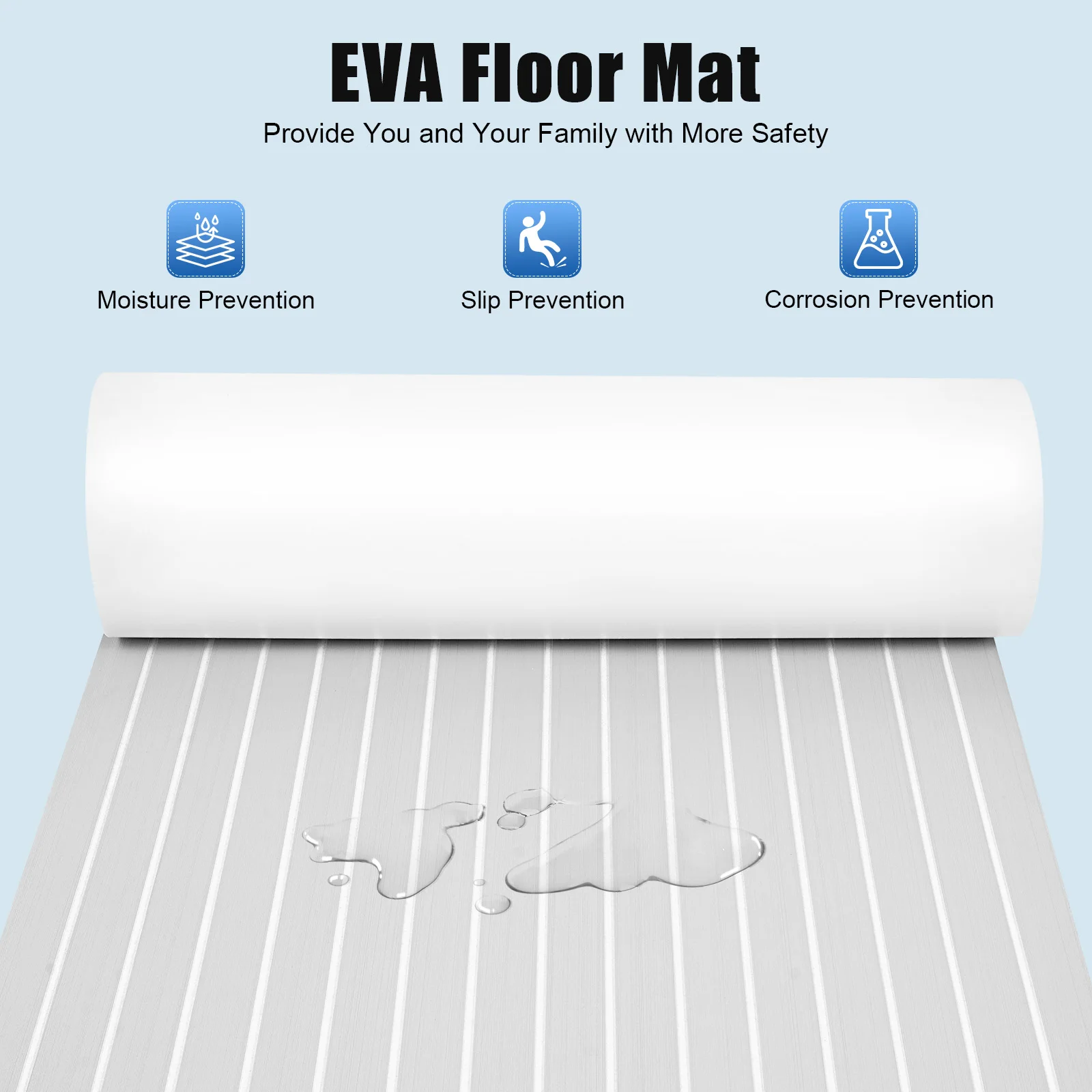 

240*90cm EVA Floor Mat with Back Adhesive Anti-Slip Mat Cuttable Deck Boat Flooring Mat for Yacht Fishing Boat RV