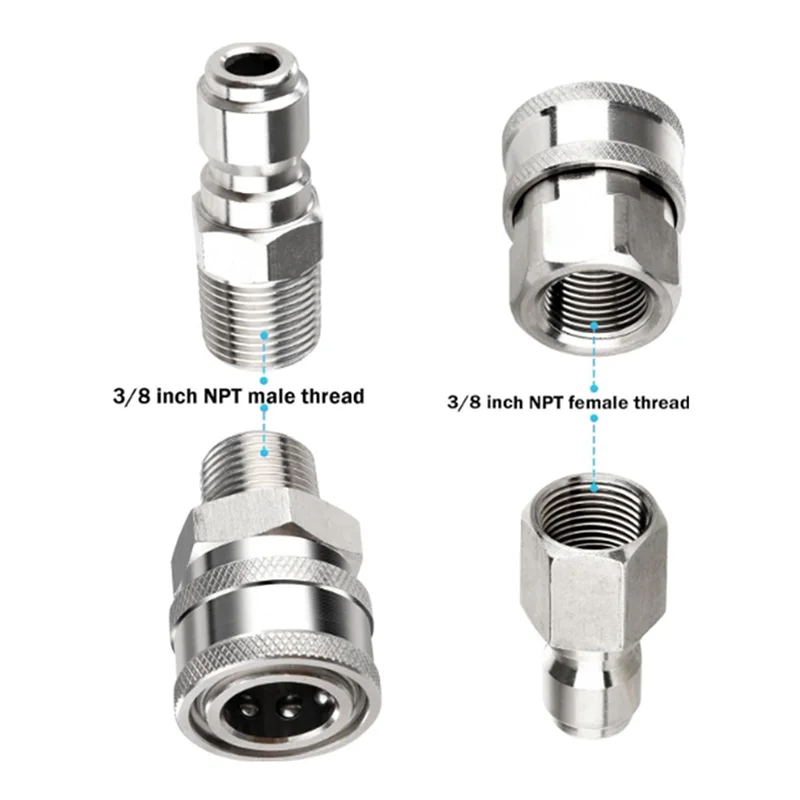 

Адаптер машины для очистки высокого давления для мойки высокого давления, комплект переходников с резьбой из нержавеющей стали NPT 3/8 дюйма