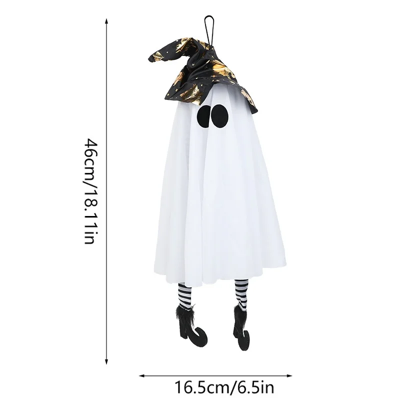 Halloween Hanging Ghost Decoration Outdoor Halloween Witches Hat Lights Glowing Ghosts for Garden Trees Yard Halloween Decor view 6