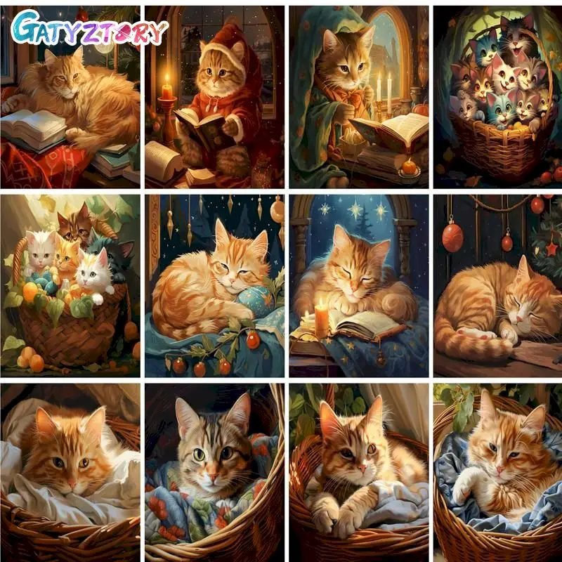 GATYZTORY Diy Paint By Numbers Frame For Adults Catoon Cat Picture Paint Decorative Painting Diy Set Handicrafts Unique Gift