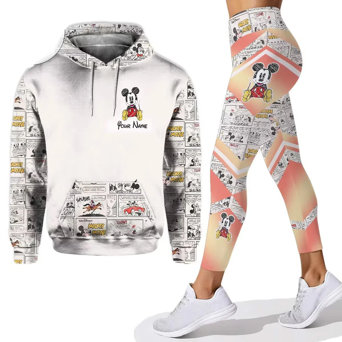 Disney Mickey 3D Hoodie Women\'s hoodie suit Mickey Yoga pants Sweatpants Fashion sports suit