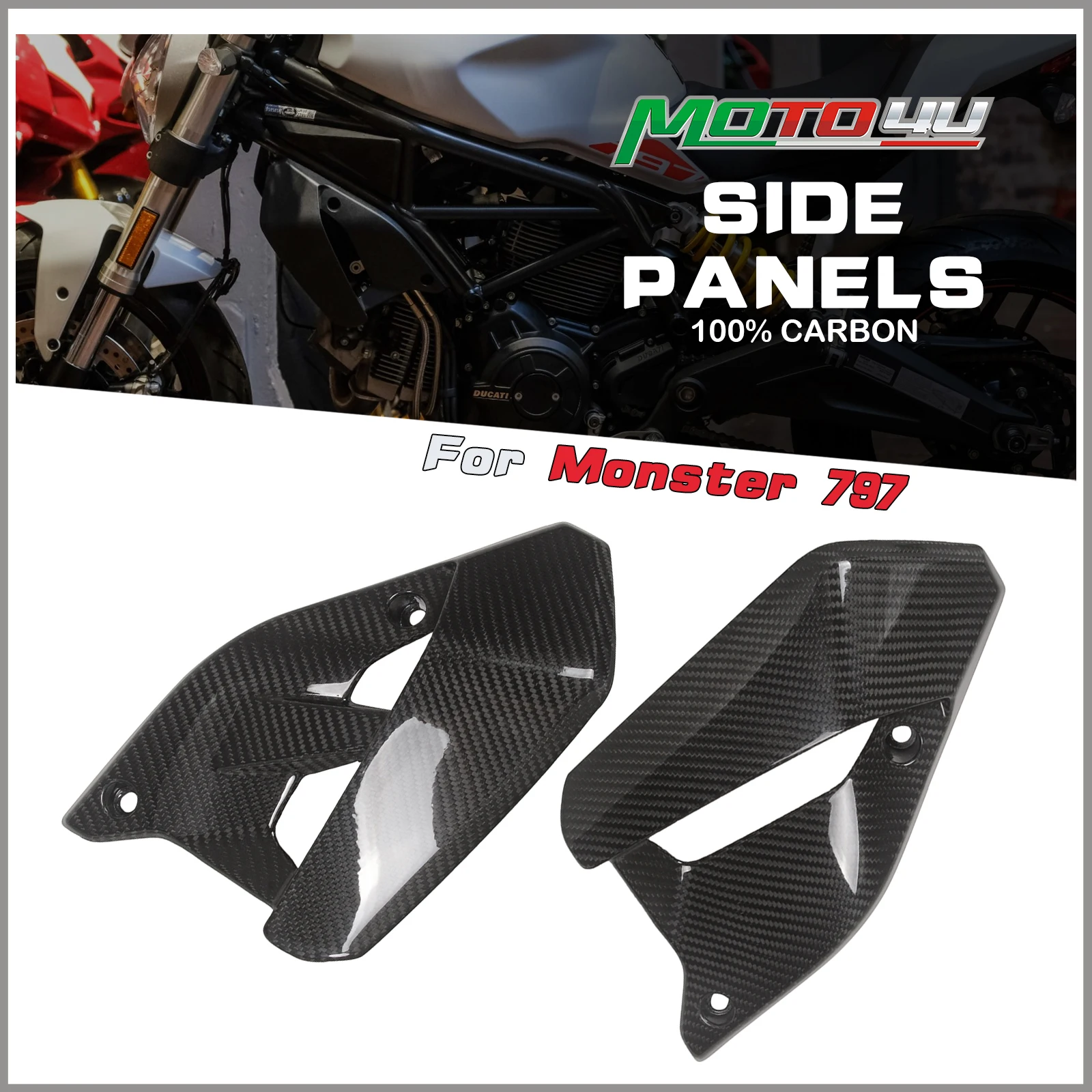 

For Ducati Monster 797 in 100% Carbon Fiber Frame Side Panel Fairing Cowling Motorcycle casing modification