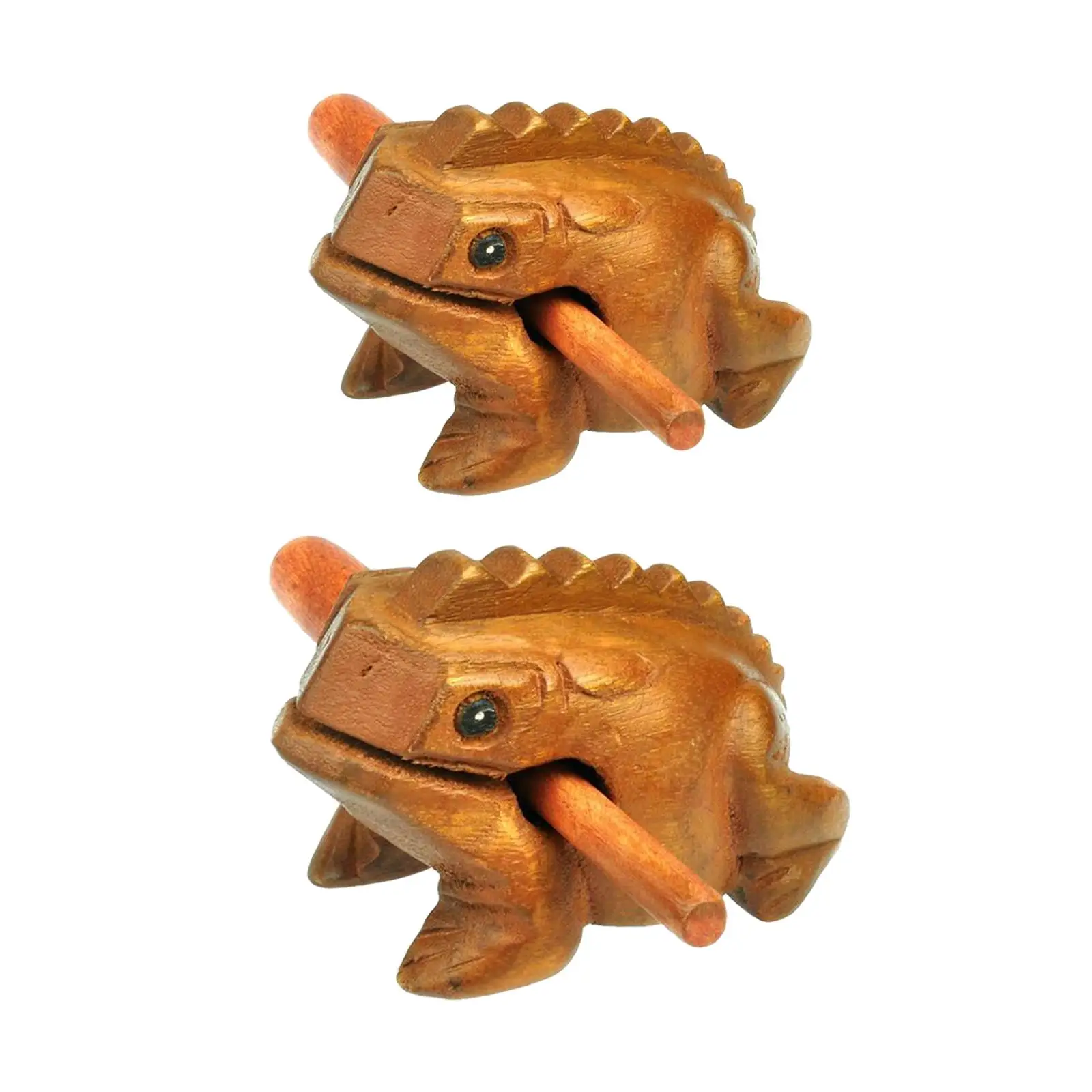 Holzfrosch Guiro Raspel Kinder Erwachsene Handschlaginstrument Kleiner Frosch mit Schlägerband Desktop Ornament Musikinstrument