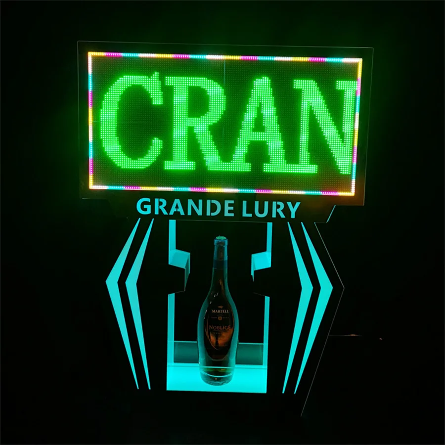 OEM LED Letter Message Board Bottle Presenter DIY Message Billboard Sign Bottle Carrier LED Screen VIP Wine Display Holder