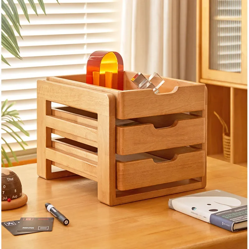 Modern Organizer Drawers Solid Wood Multi Story Storage Box Office Desktop Filing Cabinet Bedroom Dressing Table Cosmetic Rack